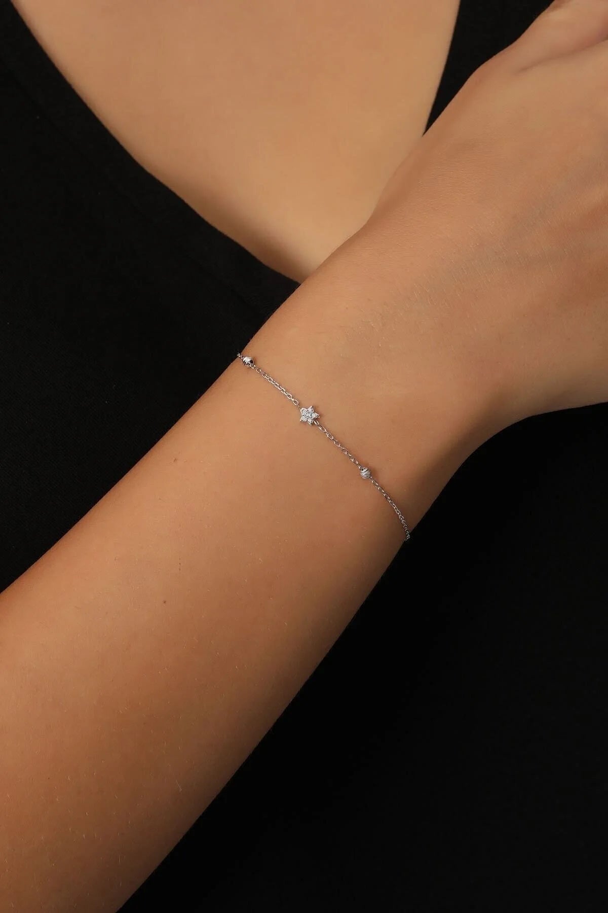 Silver White Zircon Stone Star Dorissa Bracelet