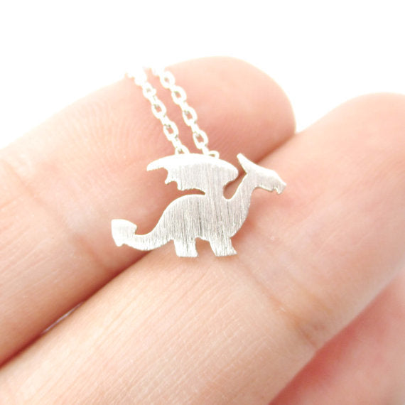 Dragon with Wings Necklace Silver