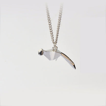 Origami Parrot Silver Necklace