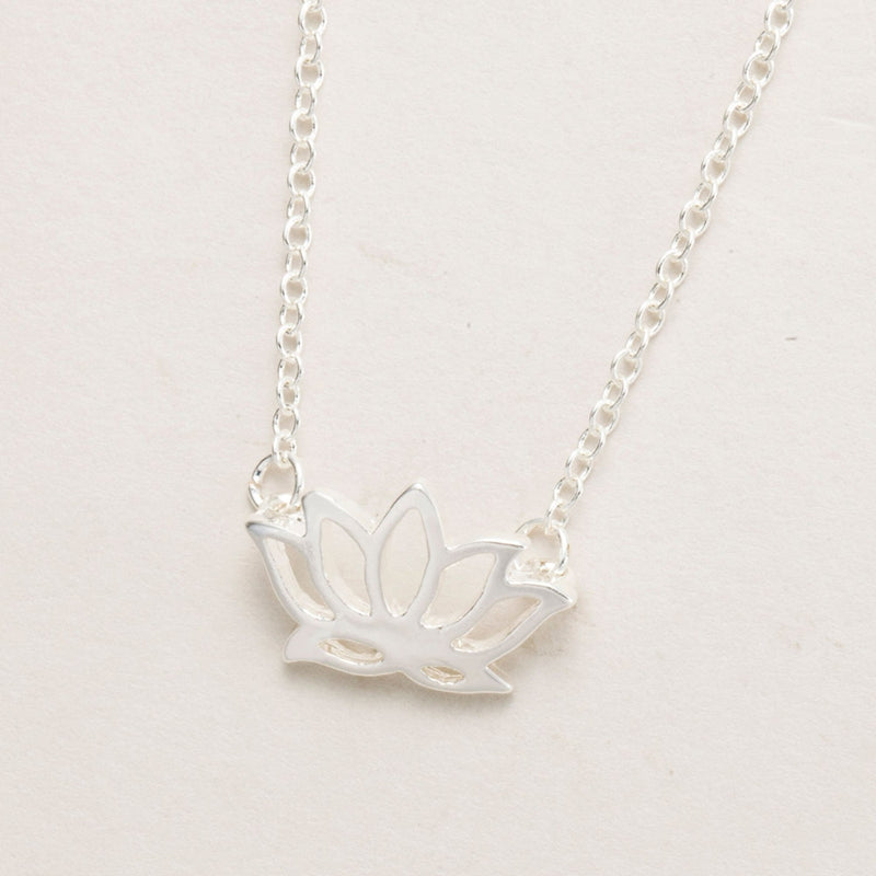 Lotus Flower Silver Necklace
