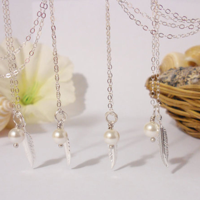 Long Feather Leaves Gold-Silver Necklace