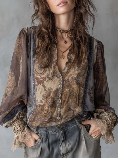 Elegant Paisley Lace Blouse for Women
