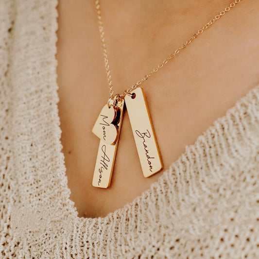 Personalized Heart Bar Necklace