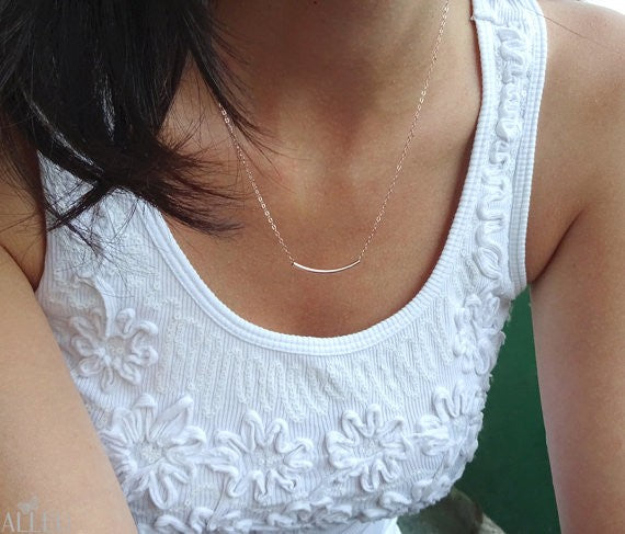 Curved Bar Gold-Silver Necklace