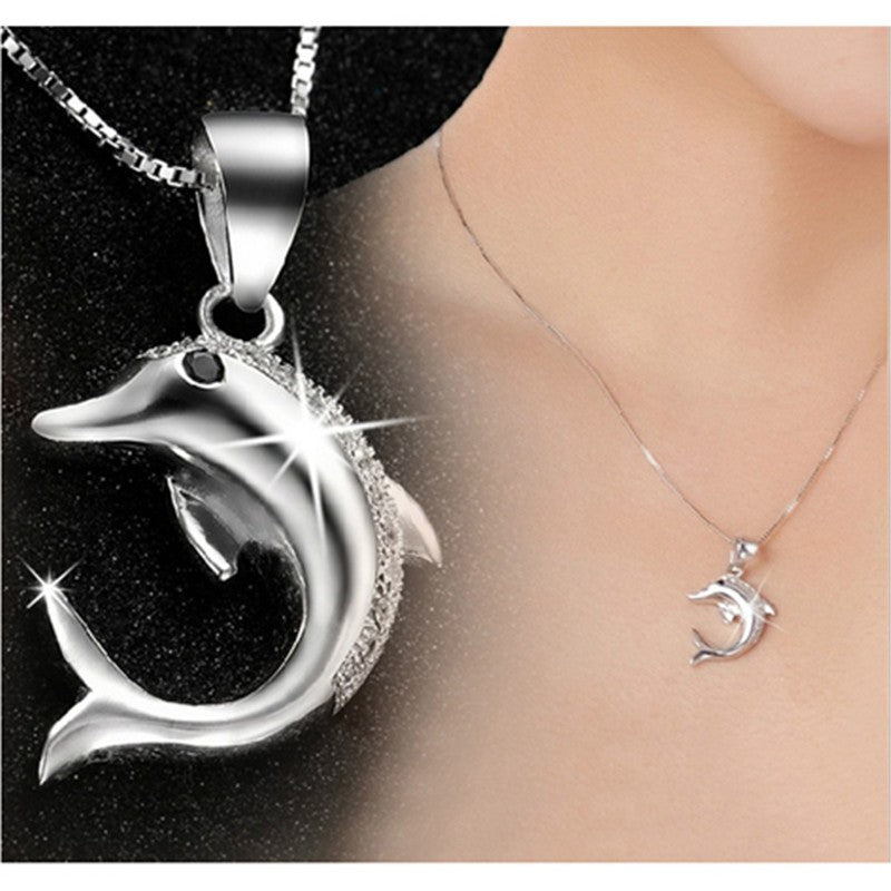 Dolphin Love Minimalist Silver Necklace