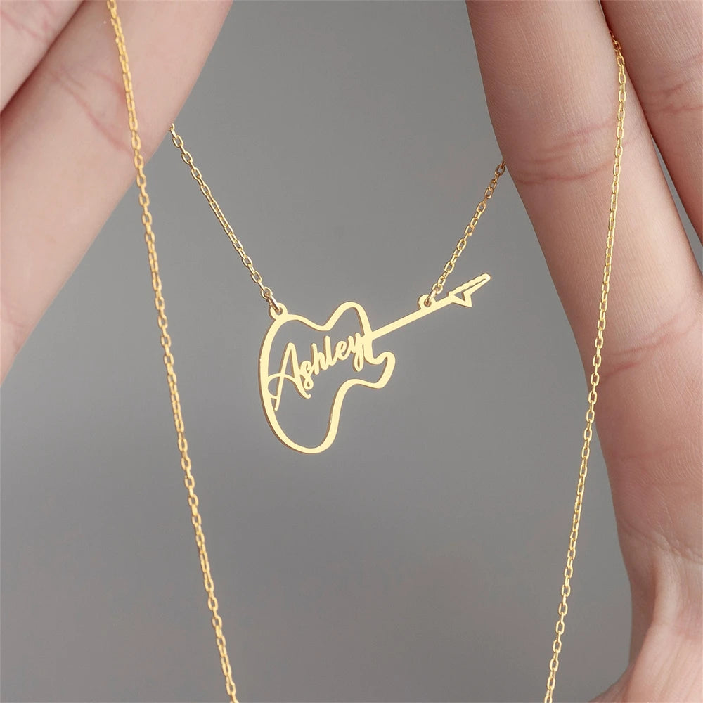 Custom Guitar Music Name Choker Necklace