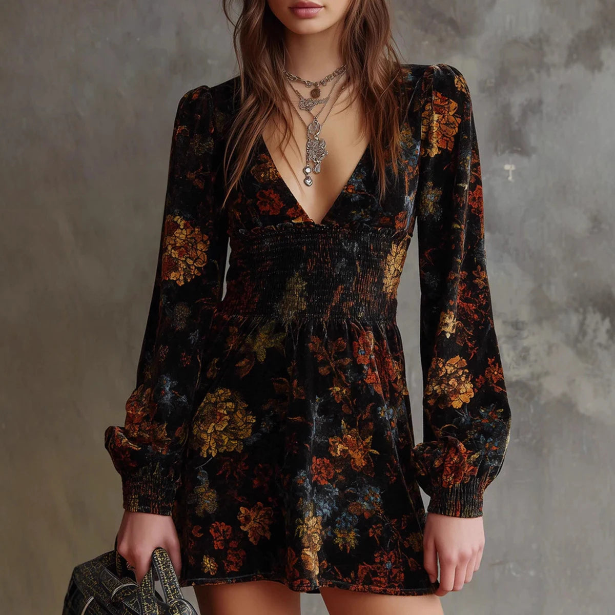 Sexy V-neck Long Sleeve Women's Dress