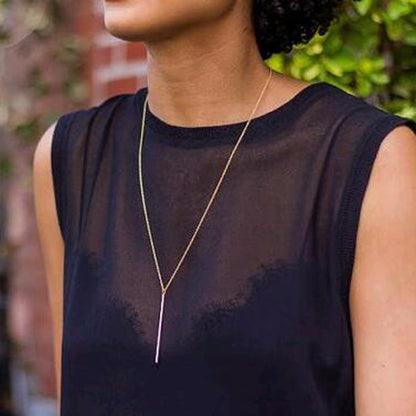 Silver Bar Lariat Necklace