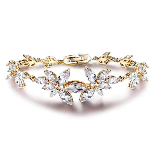 Elegant Crystal Flower Bracelet