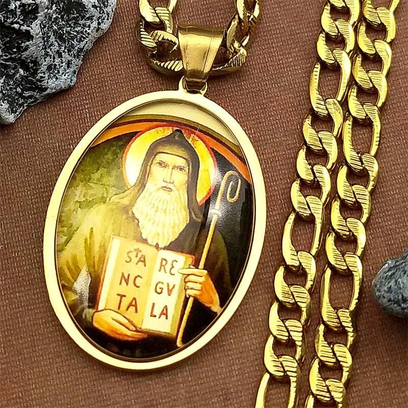 St.Benedict,Catholic,Christian Necklace,Religious Gift Jewelry