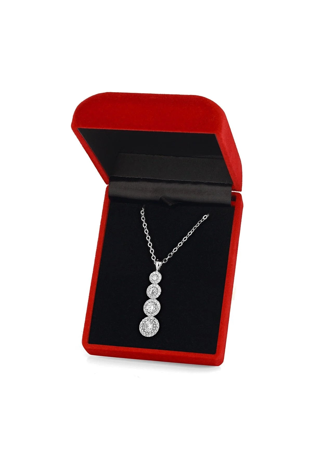 Silver Zircon Strappy Necklace