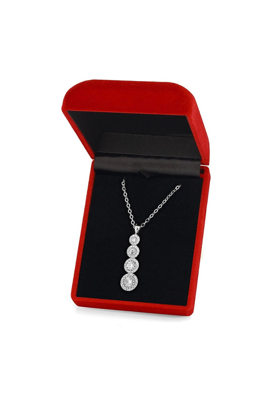 Silver Zircon Strappy Necklace