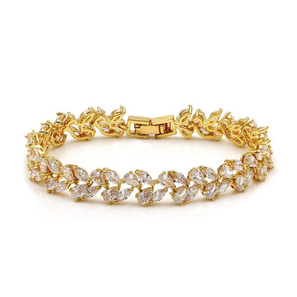Gold and Platinum Marquise Tennis Bracelet
