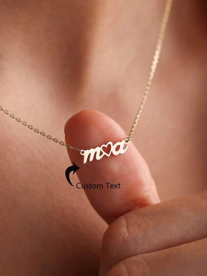 Custom Two Letters Heart Necklace For Women