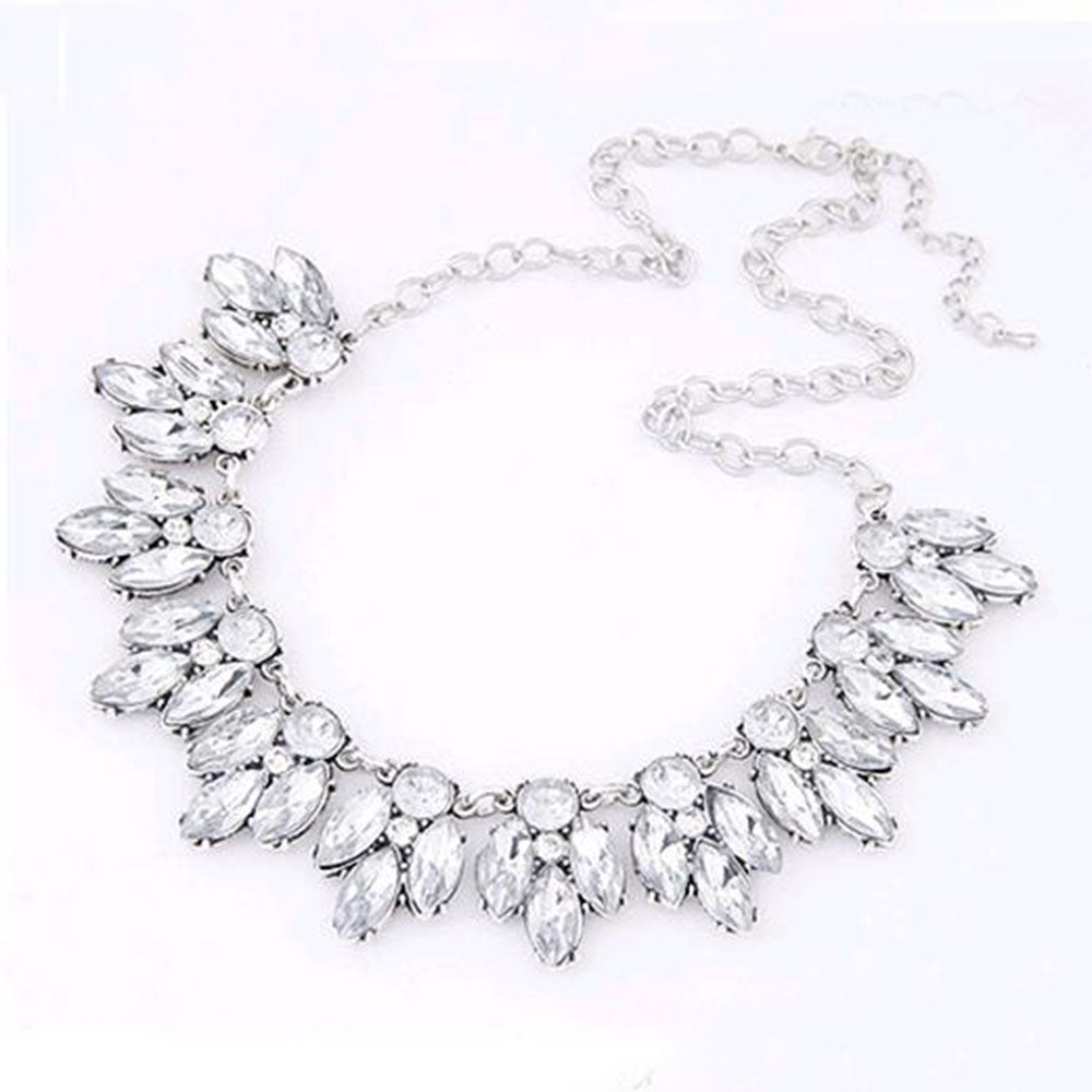 Crystal Flowers Gold-Silver Choker Necklace