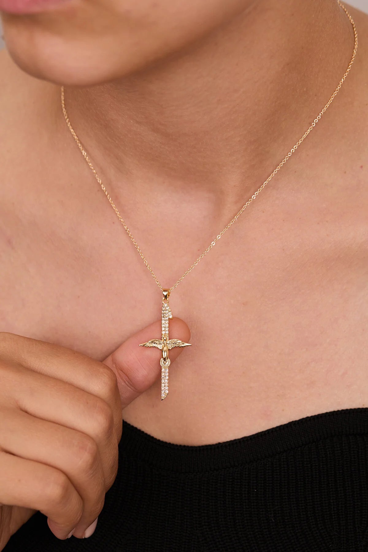 Women's Phoenix Cross Gold Necklace