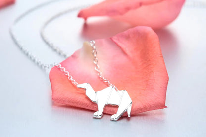 Origami Camel Silver Necklace