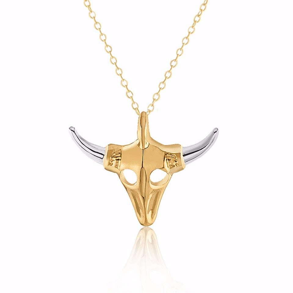 Buffalo Skull Gold Necklace