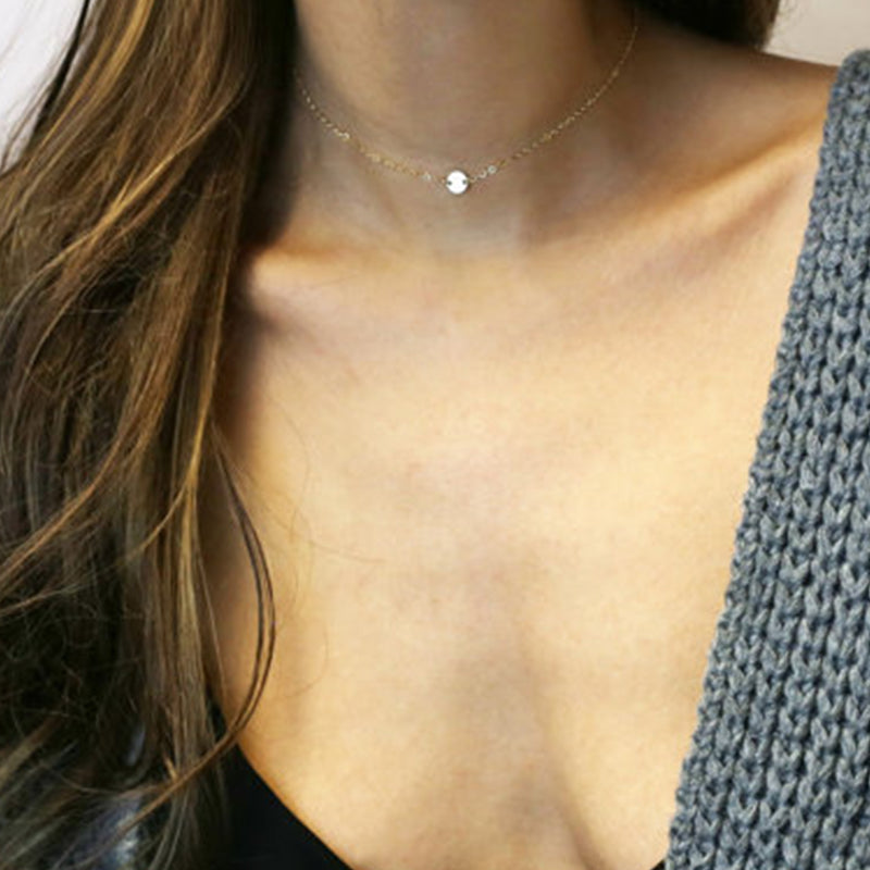 Coin Disc Gold-Silver Choker Necklace
