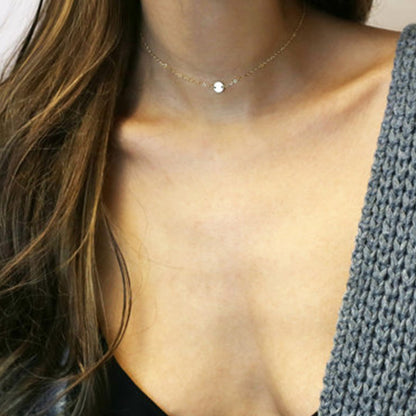 Coin Disc Gold-Silver Choker Necklace