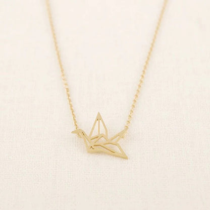 Origami Crane gold Necklace