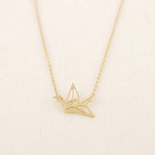 Origami Crane gold Necklace
