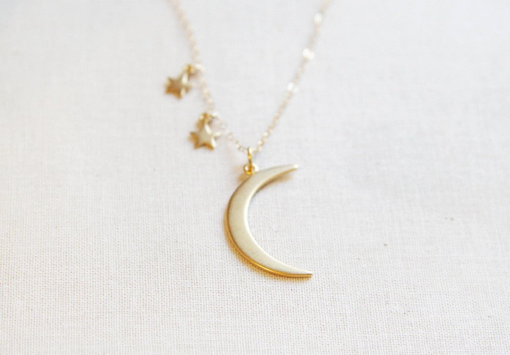 Stars Moon Silver Necklace