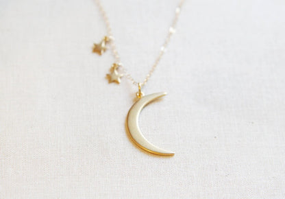 Stars Moon Silver Necklace
