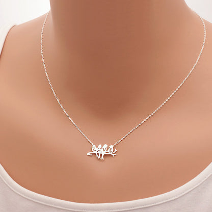 Love Birds on the Branch Necklace,Gold