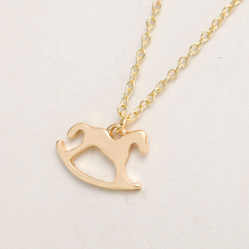 Wooden Horse Necklace,Gold-Silver