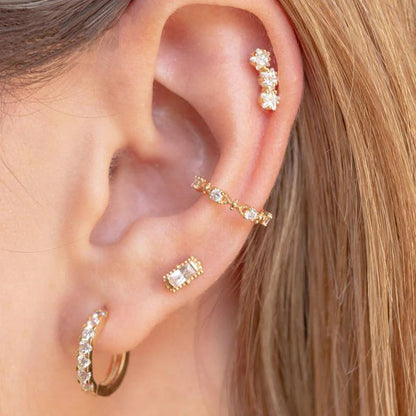 1 Piece Conch ear cuff earrings with zirconia and balls