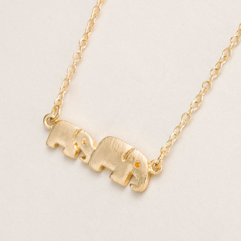 Mother and Baby Elephant Gold-Silver Necklace