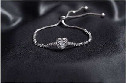 Diamond Heart White Gold Bracelet
