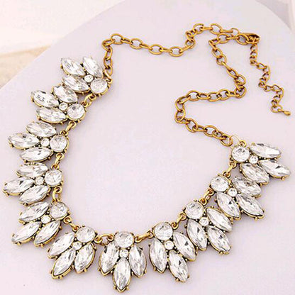 Crystal Flowers Gold-Silver Choker Necklace