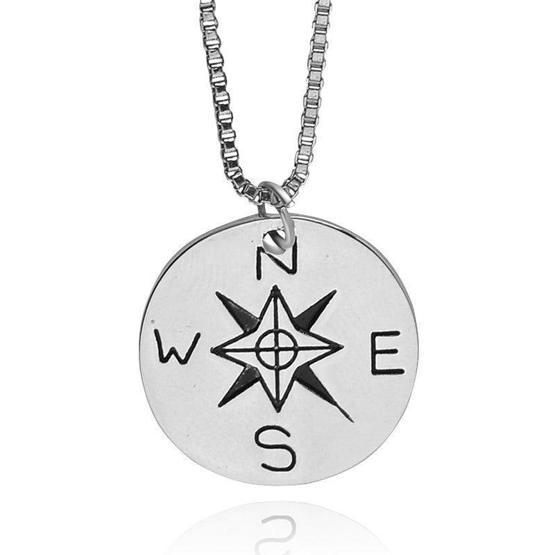 Compass Minimalist Silver Necklace