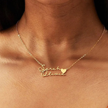 Custom Signature Names Necklace with Heart