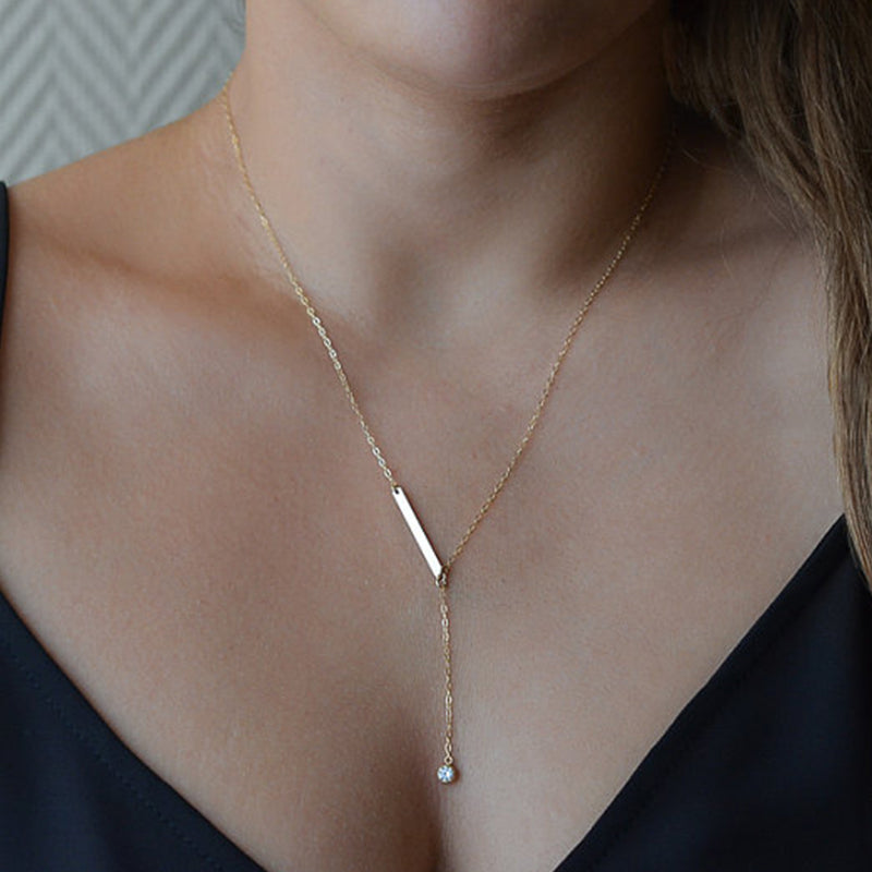 Bar Lariat Silver Necklace