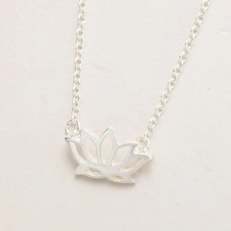 Lotus Flower Silver Necklace
