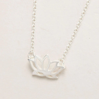 Lotus Flower Silver Necklace