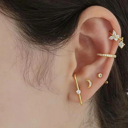 Dainty CZ Butterfly Shaped Huggie Hoop Earrings With Dangling Charm