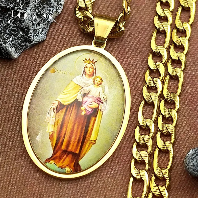 Virgin Mary and Baby Jesus,Christian Necklace,Religious Gift Jewelry