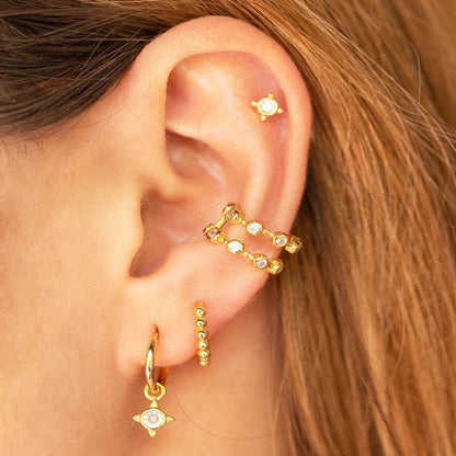 Tiny Beaded Huggie Hoop Earrings