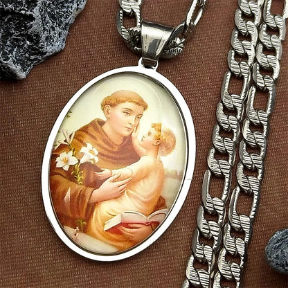 St.Padua,Christian Necklace,Religious Gift Jewelry