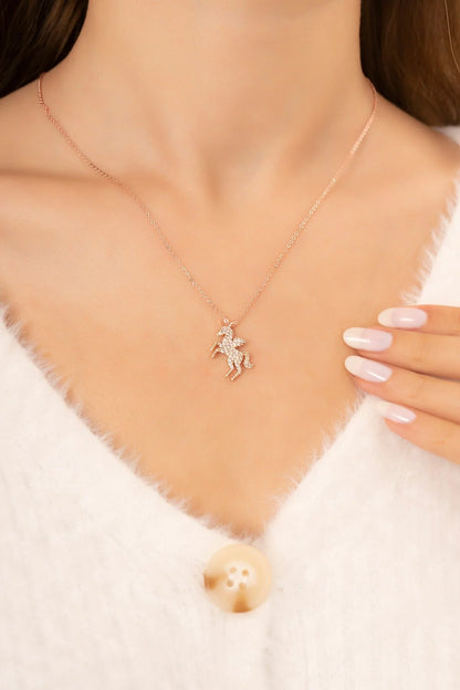 Unicorn  925 Sterling Silver Rosegold Necklace