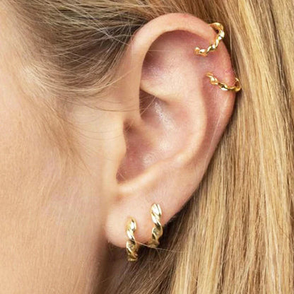 Tiny Wavy Twisted Rope Hoop Earrings