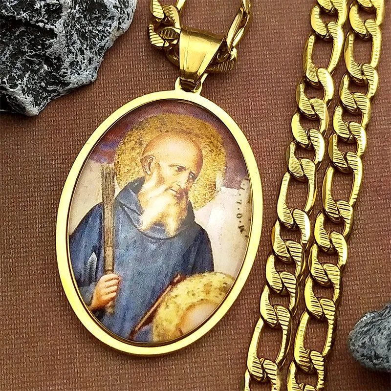 Saint Benedict,Catholic Necklace,Religious Gift Jewelry