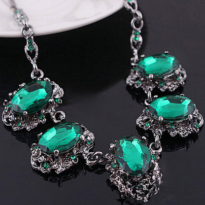 Green Rhinestone Choker Necklace