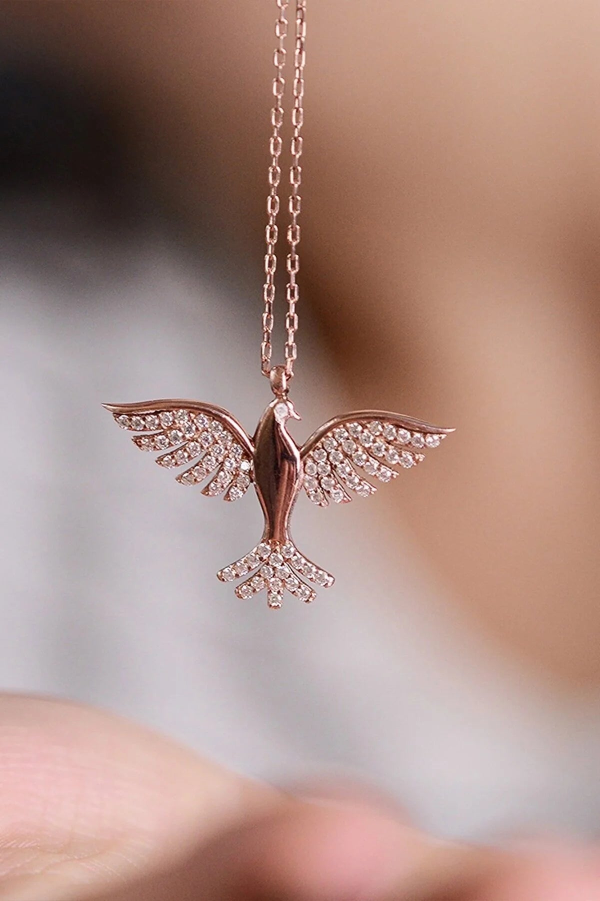 Phoenix  925 Sterling Silver Rosegold Necklace