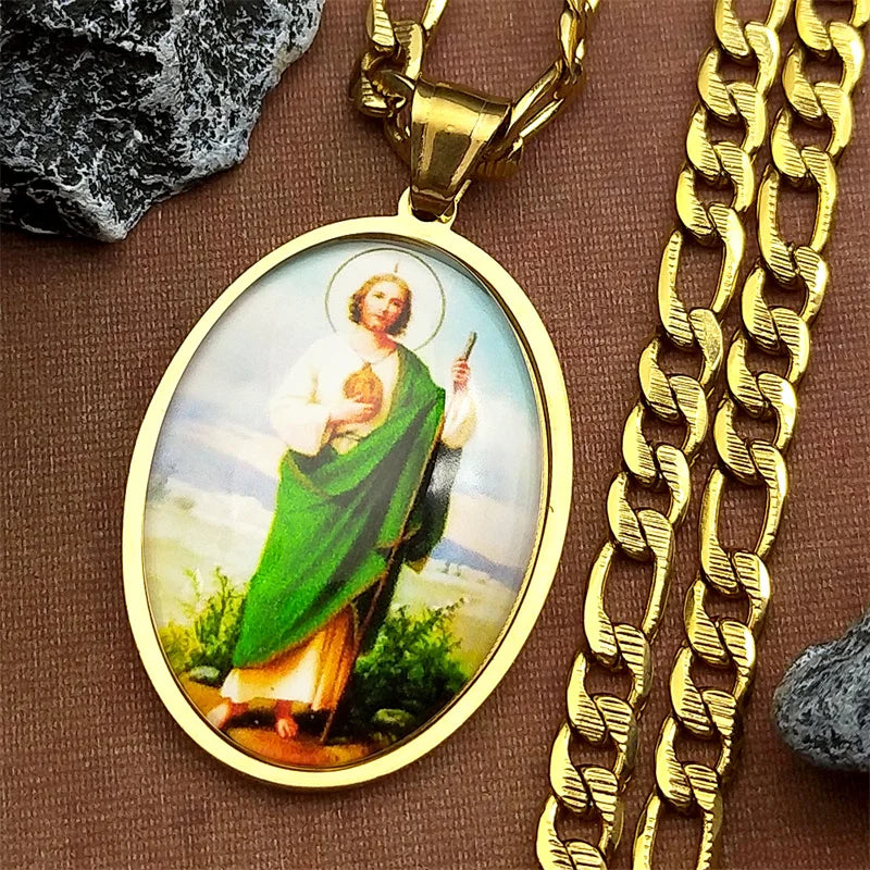 San Judas Tadeo,Christian Necklace,Religious Gift Jewelry