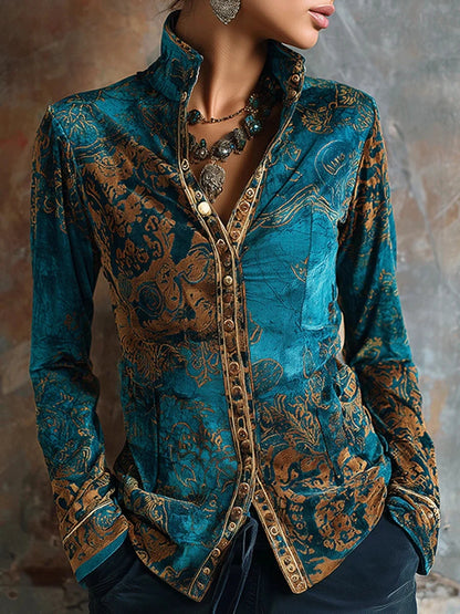 Elegant Suede Shirt Blouse